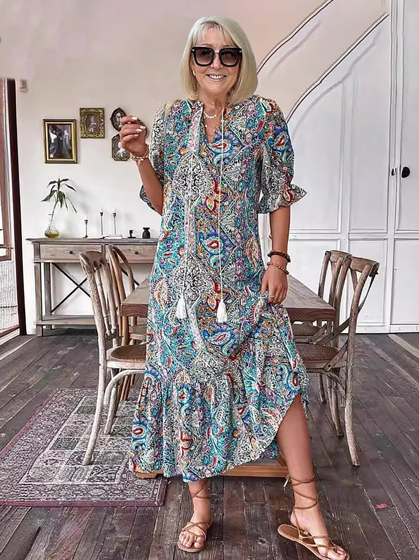 Leontine | Boho Print Maxi Dress