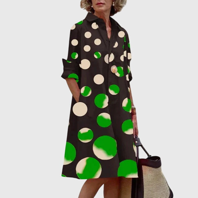 Valencia | Women’s Poplin Button-Front A-Line Swing Shirt Dress