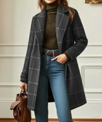 Rowan | Women’s Windowpane Plaid Wool Blend Tailored Car Coat
