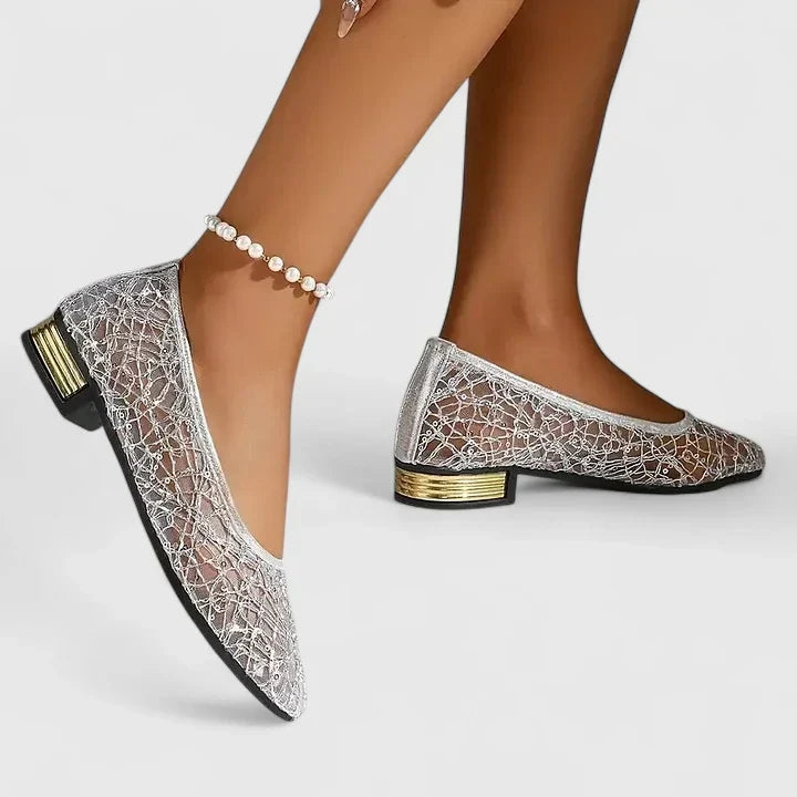 Celeste | Women’s Embroidered Lace Pointed-Toe Low Heel Flats