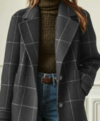 Rowan | Women’s Windowpane Plaid Wool Blend Tailored Car Coat
