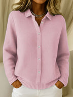 Gwen | Women’s Collared Button-Down Ribbed Knit Shirt Sweater