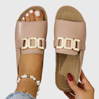 Camilla | Orthopedic Metallic Buckle Open-Toe Slip-On Slide Sandals
