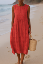 Maribel | Sleeveless Embroidered Midi Dress
