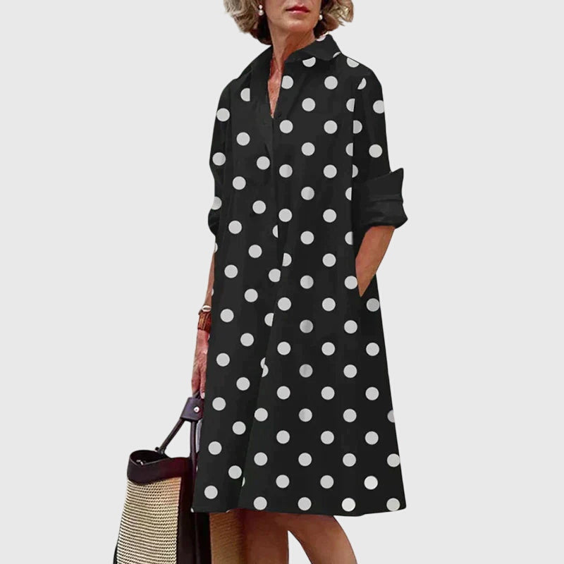 Valencia | Women’s Poplin Button-Front A-Line Swing Shirt Dress