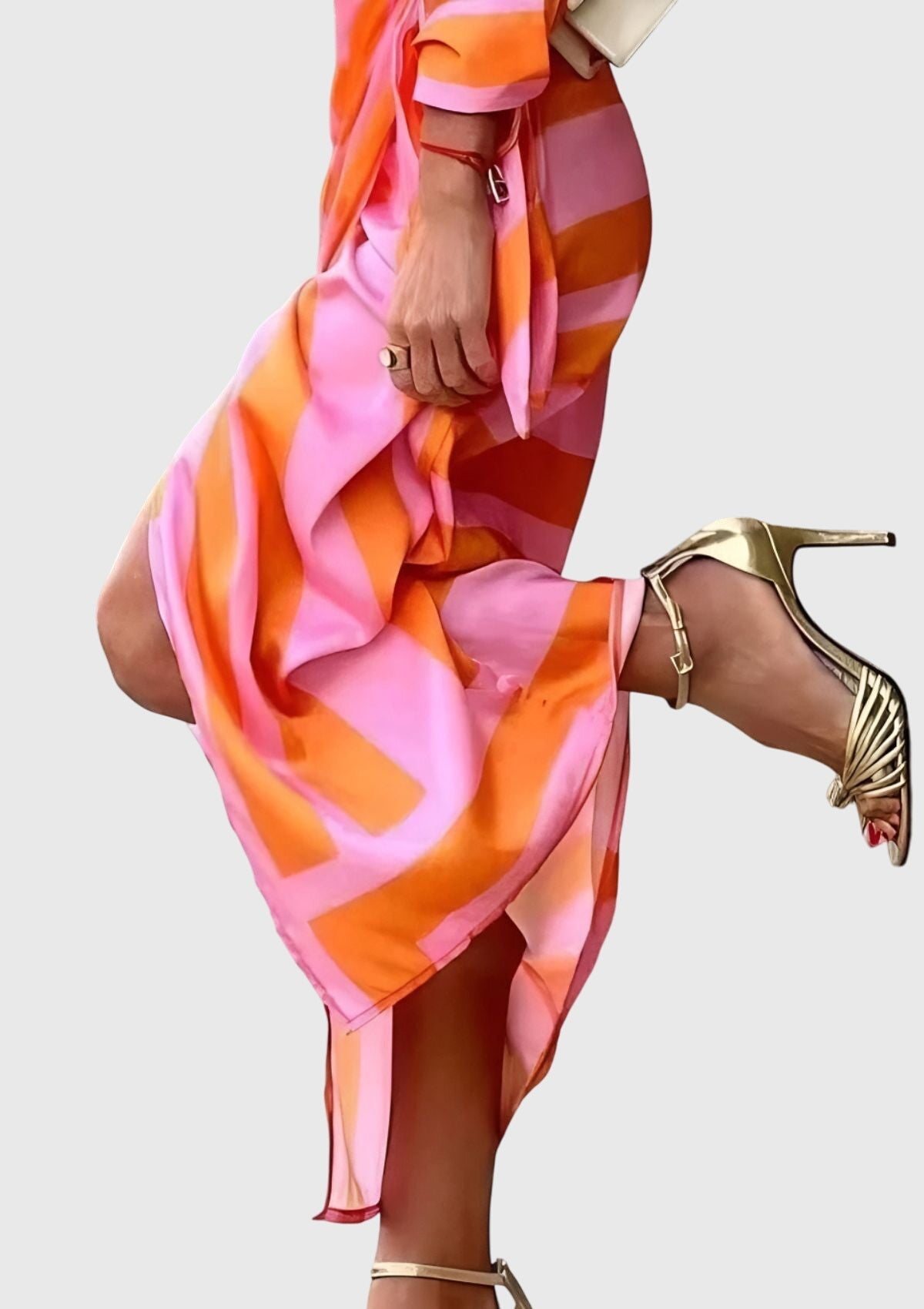 Seraphina | Women’s Geometric Print Collared Tie-Wrap Midi Dress