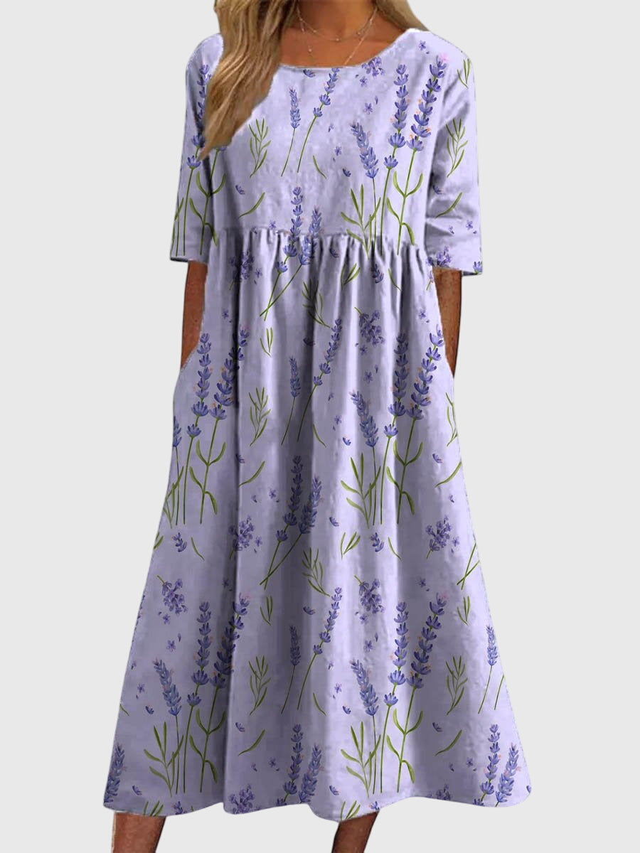 Dahlia | Women’s Botanical Print Empire Waist Pocket Midi Dress