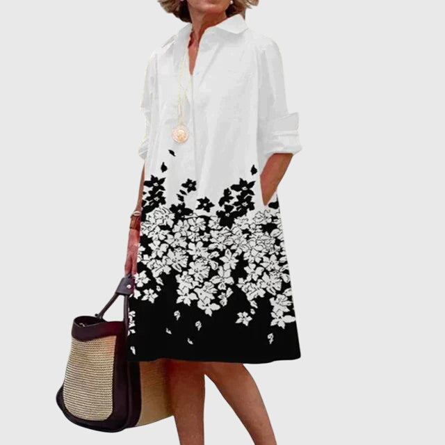 Valencia | Women’s Poplin Button-Front A-Line Swing Shirt Dress