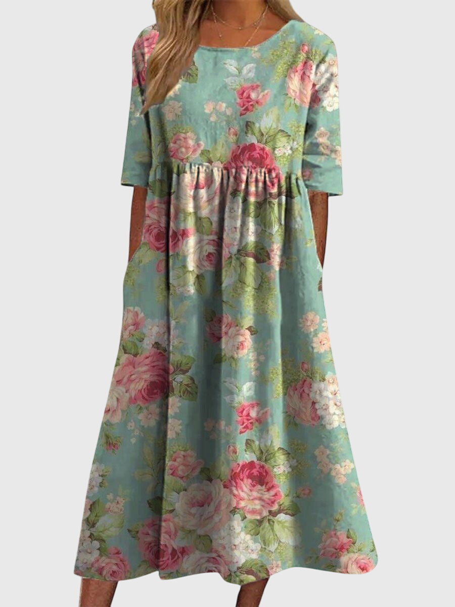 Dahlia | Women’s Botanical Print Empire Waist Pocket Midi Dress