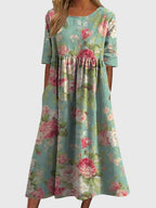 Dahlia | Women’s Botanical Print Empire Waist Pocket Midi Dress
