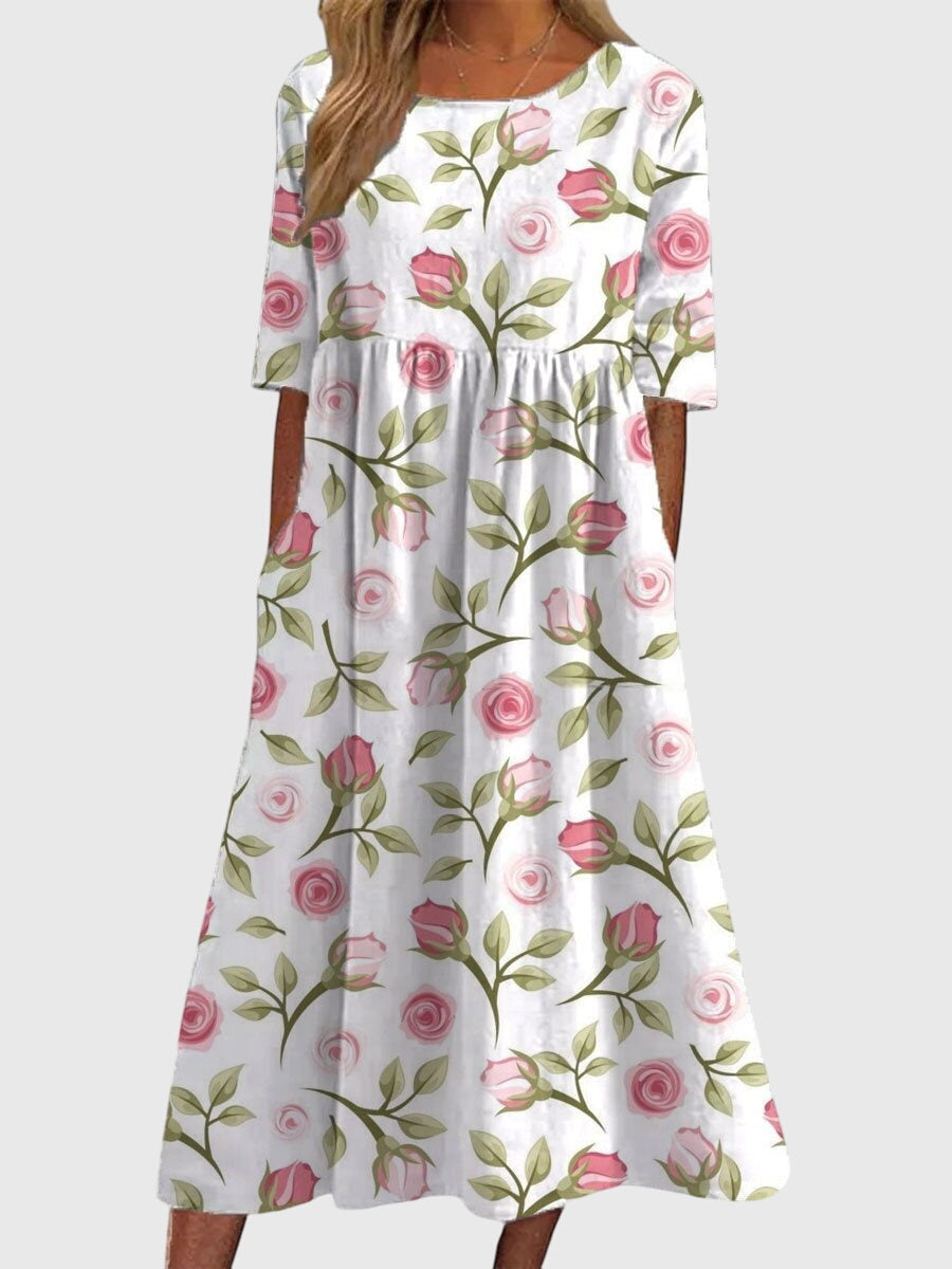 Dahlia | Women’s Botanical Print Empire Waist Pocket Midi Dress