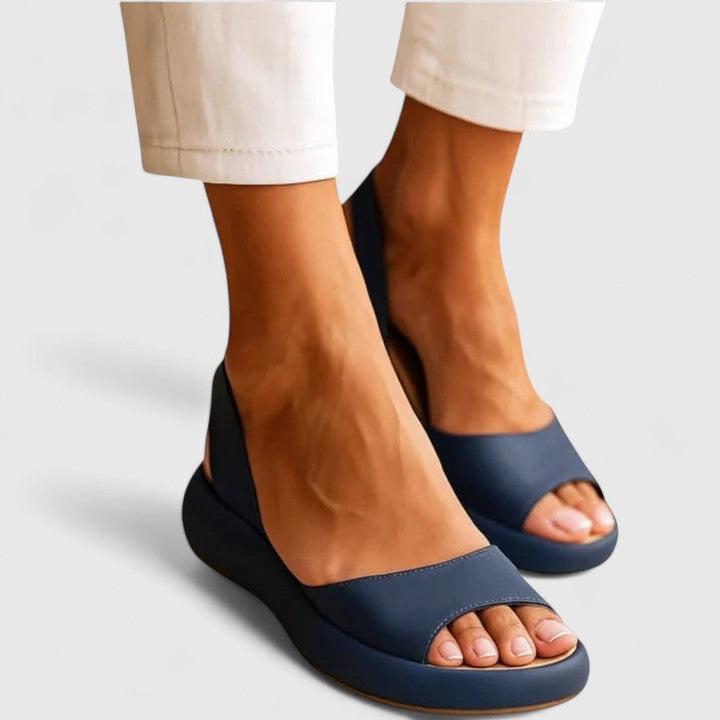 Aria | Women’s Leather Peep-Toe Slingback Flatform Sandals