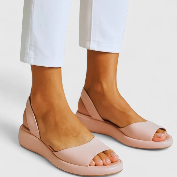 Aria | Women’s Leather Peep-Toe Slingback Flatform Sandals