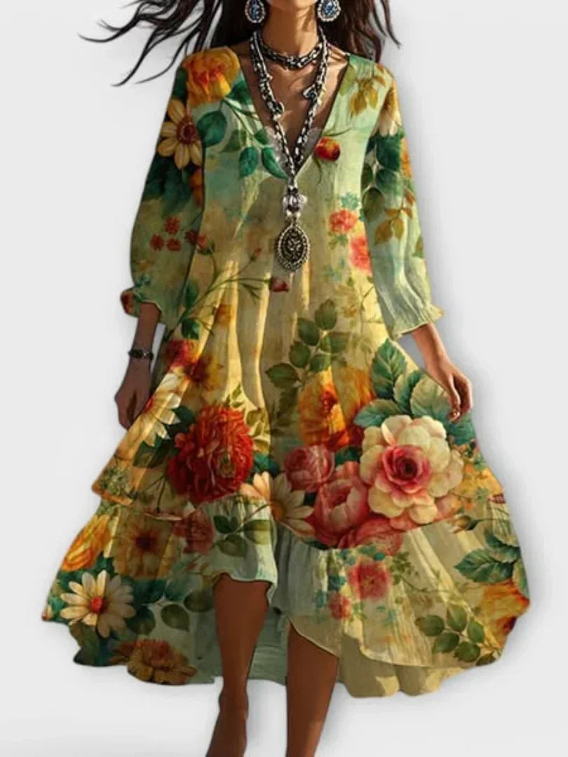 Isolde | Vintage Floral Midi Dress