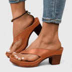 Sierra | Women’s Orthopedic Thong Platform Wooden Block Heel Sandals