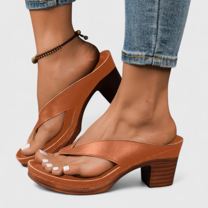 Sierra | Women’s Orthopedic Thong Platform Wooden Block Heel Sandals