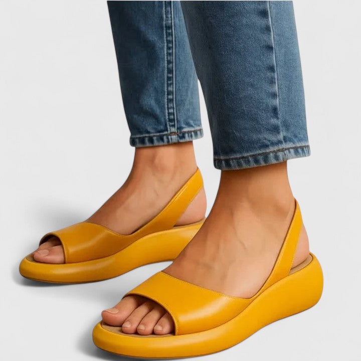 Aria | Women’s Leather Peep-Toe Slingback Flatform Sandals