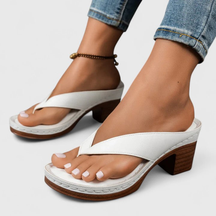 Sierra | Women’s Orthopedic Thong Platform Wooden Block Heel Sandals