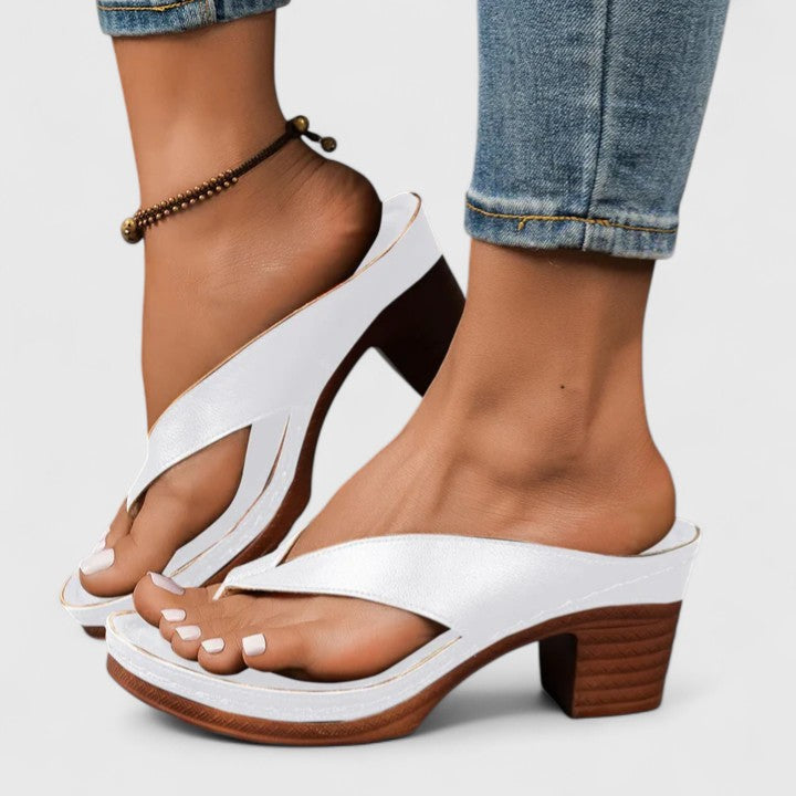 Sierra | Women’s Orthopedic Thong Platform Wooden Block Heel Sandals