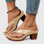 Sierra | Women’s Orthopedic Thong Platform Wooden Block Heel Sandals