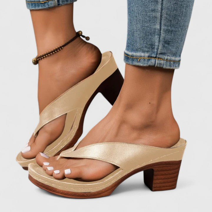 Sierra | Women’s Orthopedic Thong Platform Wooden Block Heel Sandals