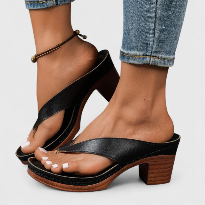Sierra | Women’s Orthopedic Thong Platform Wooden Block Heel Sandals