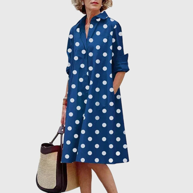 Valencia | Women’s Poplin Button-Front A-Line Swing Shirt Dress