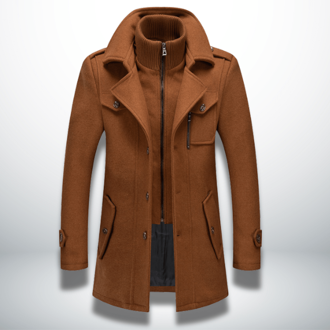 Men’s Double Layer Wool Blend Overcoat