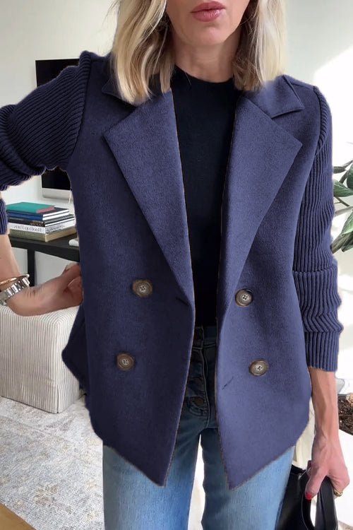 Women’s Knit Sleeve Blazer Jacket – Smart Casual Tailored Fit