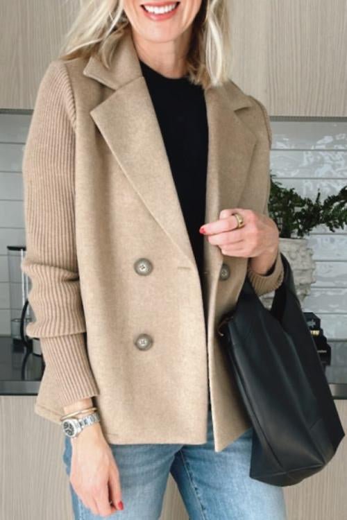Women’s Knit Sleeve Blazer Jacket – Smart Casual Tailored Fit