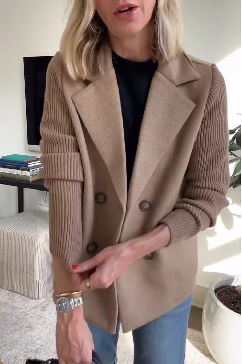 Women’s Knit Sleeve Blazer Jacket – Smart Casual Tailored Fit