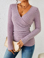 Tummy Control Long Sleeve V-Neck Top