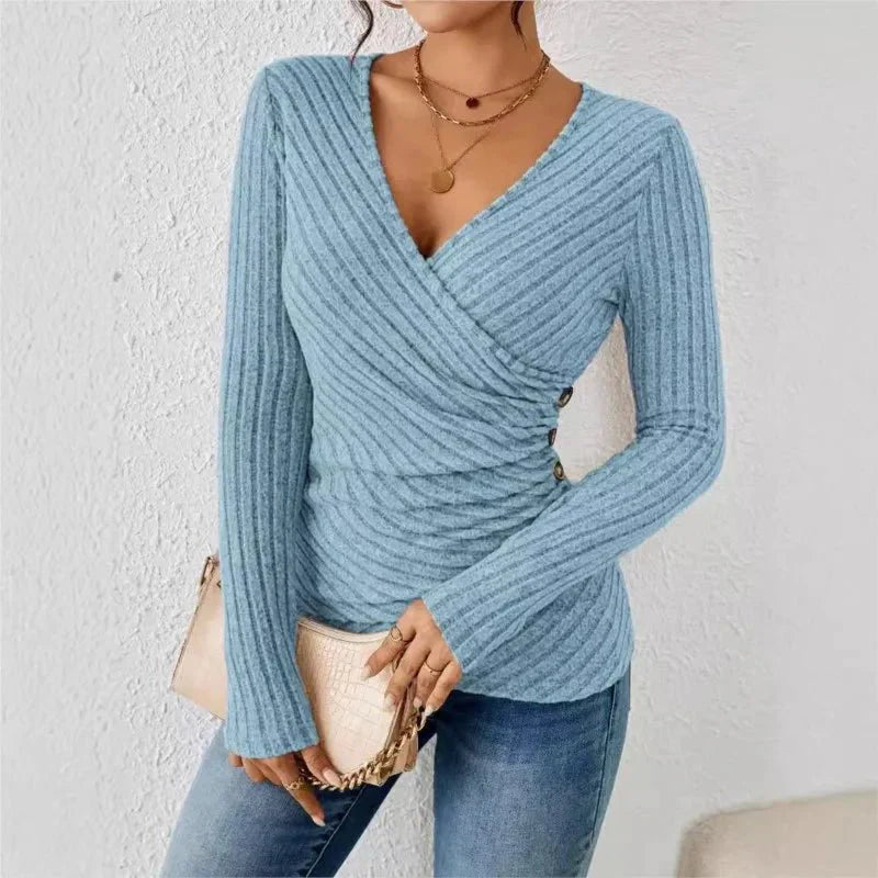 Tummy Control Long Sleeve V-Neck Top
