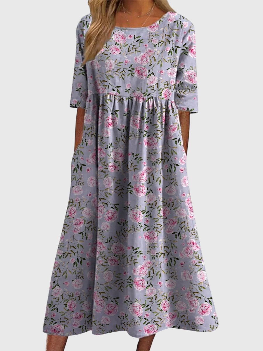 Dahlia | Women’s Botanical Print Empire Waist Pocket Midi Dress