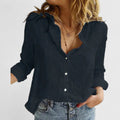 Fiona | Women’s Monochrome Floral Print Notched V-Neck Blouse