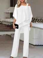 Celestine | Cold-Shoulder Layered Pants Set