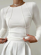 Bronte | Elegant Ribbed Top With Seam Accents