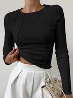 Bronte | Elegant Ribbed Top With Seam Accents
