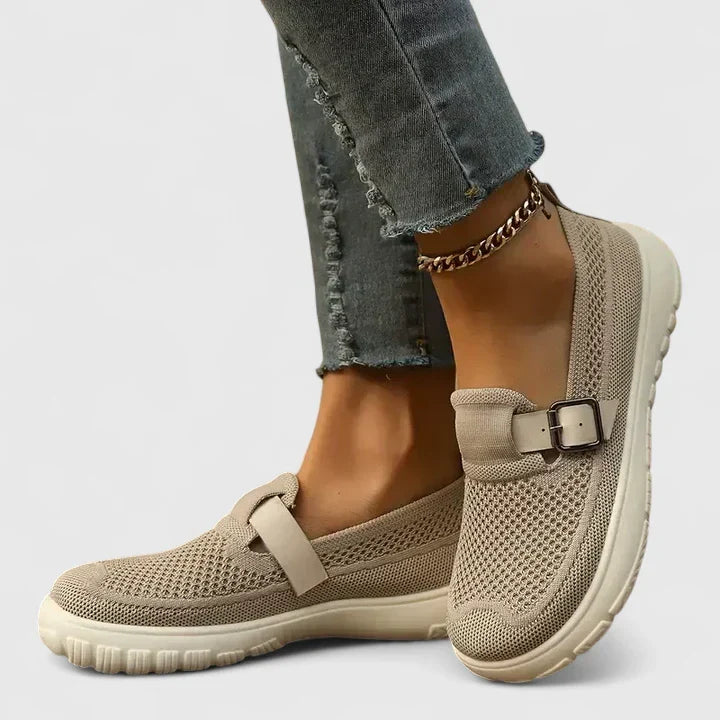 Nora | Orthopedic Buckle Strap Knit Mary Jane Slip-On Sneakers