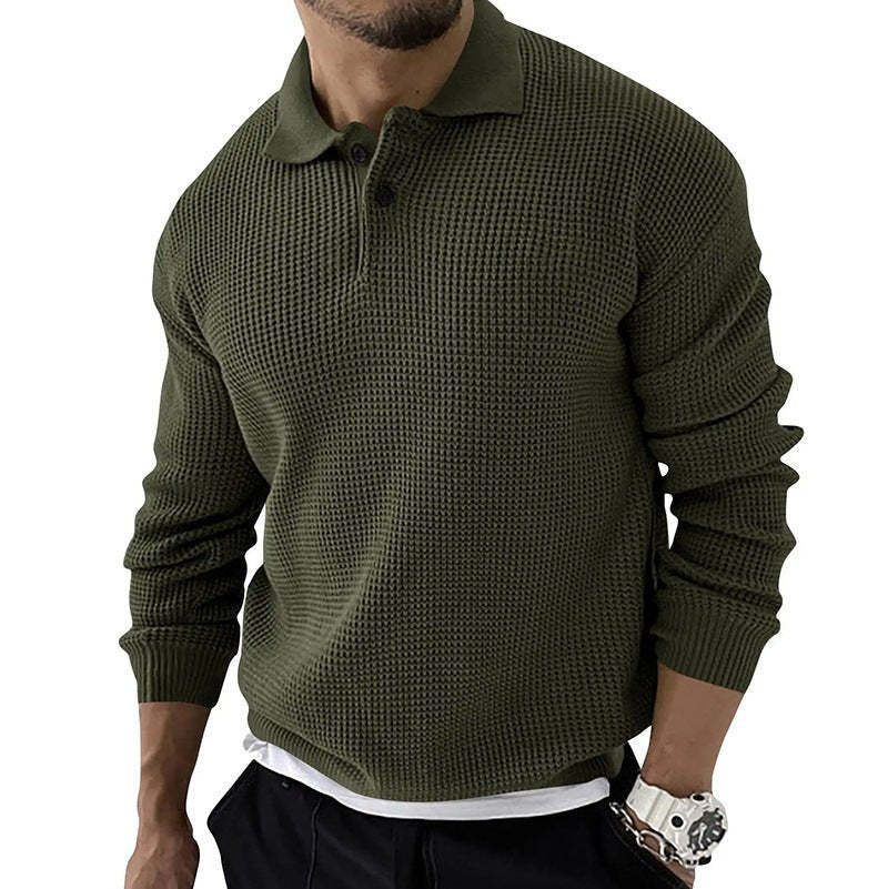 Men’s Textured Polo Collar Sweater