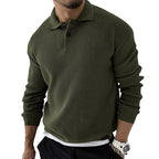 Men’s Textured Polo Collar Sweater