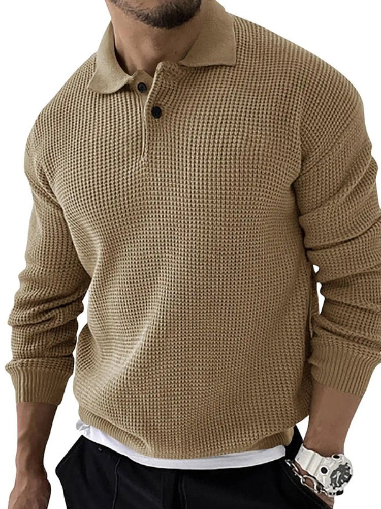Men’s Textured Polo Collar Sweater