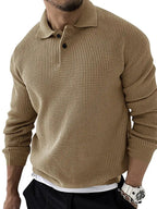 Men’s Textured Polo Collar Sweater