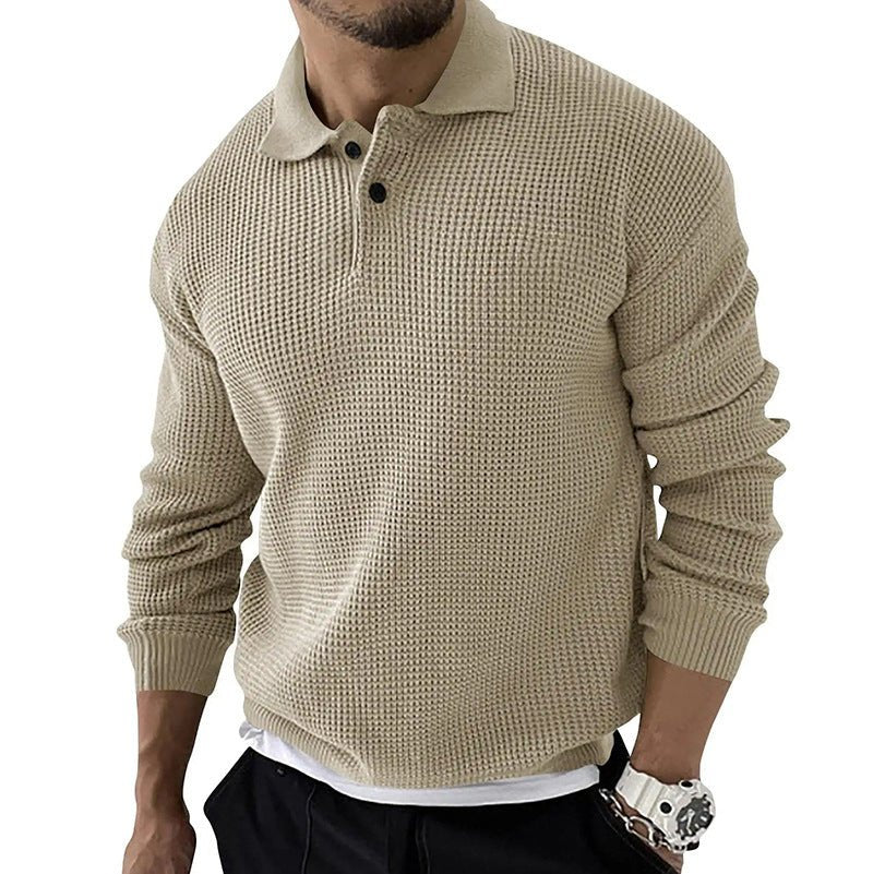Men’s Textured Polo Collar Sweater