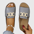 Camilla | Orthopedic Metallic Buckle Open-Toe Slip-On Slide Sandals