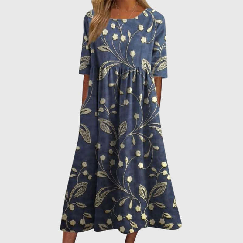Dahlia | Women’s Botanical Print Empire Waist Pocket Midi Dress