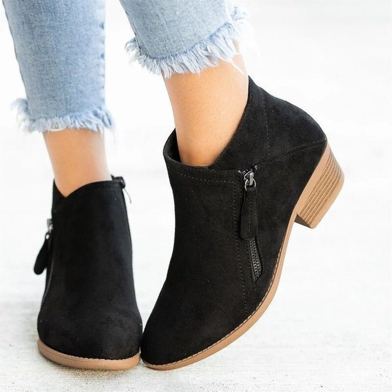 Danika | Dual-Zip Block Heel Boots