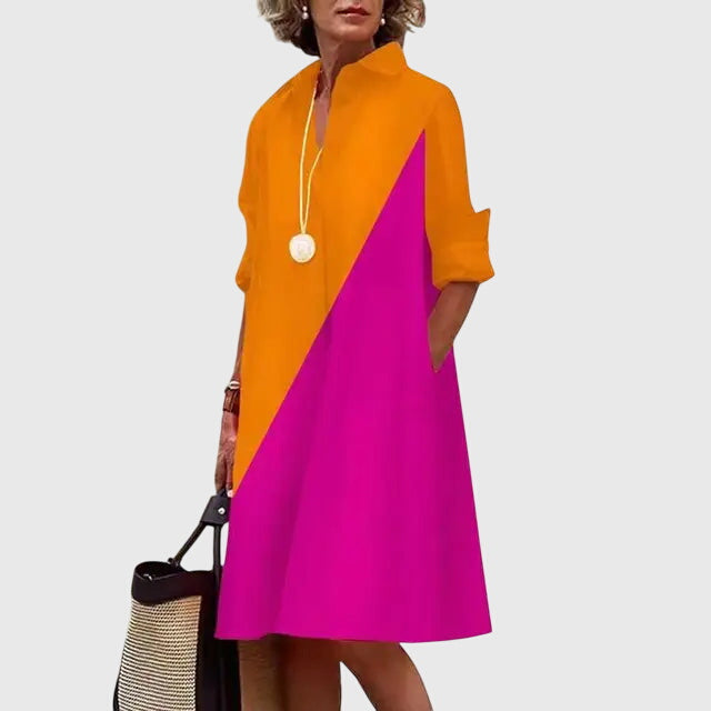 Valencia | Women’s Poplin Button-Front A-Line Swing Shirt Dress