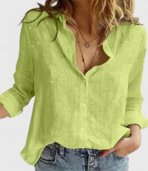 Fiona | Women’s Monochrome Floral Print Notched V-Neck Blouse