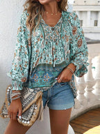 Maelis | Floral Boho Peasant Blouse
